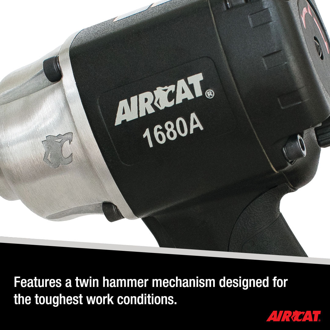 AIRCAT - Aircat 3/4 In. Xtreme Duty Impact Wrench (1680-A) , Black , Medium - AAA Industrial Supply