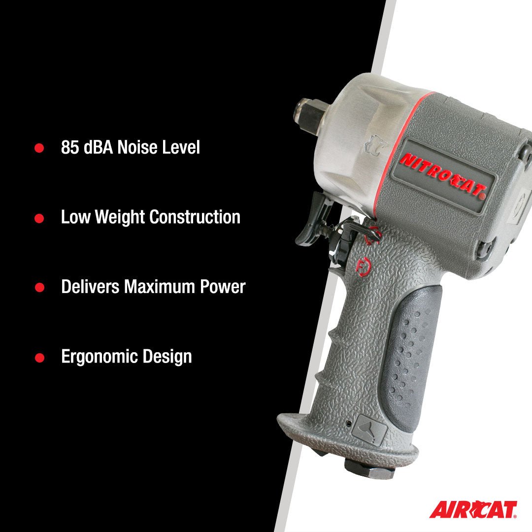 AIRCAT Pneumatic Tools 1056-XL 1/2-Inch NITROCAT Composite Compact Impact Wrench : Low Weight Power Impact Wrench : Tool for Automotive Improvement & Maintenance - AAA Industrial Supply