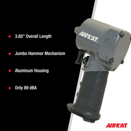 AIRCAT Pneumatic Tools 1057-TH: Stubby Impact Wrench 700 ft-lbs - 1/2-Inch - AAA Industrial Supply