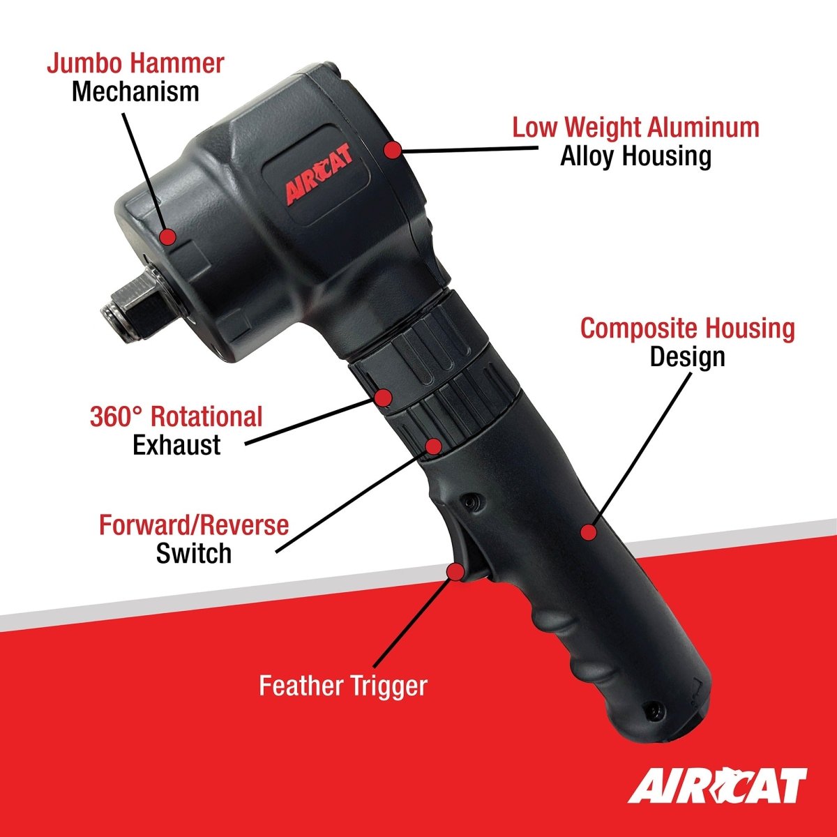 AIRCAT Pneumatic Tools 1070 1/2" Angle Impact Wrench 700 ft-lb - AAA Industrial Supply