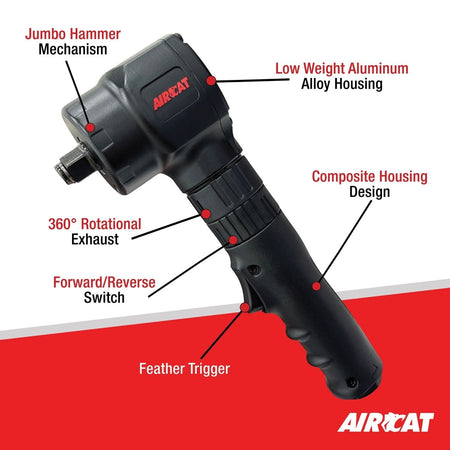 AIRCAT Pneumatic Tools 1070 1/2" Angle Impact Wrench 700 ft-lb - AAA Industrial Supply