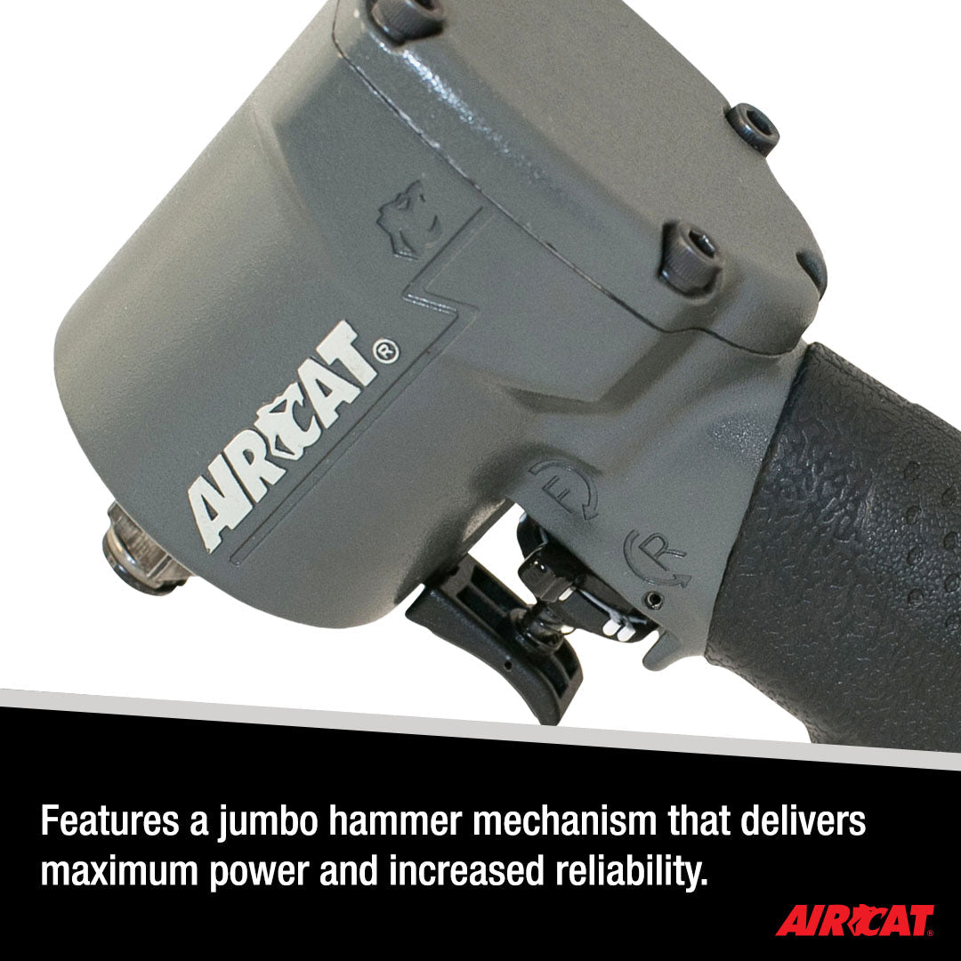 AIRCAT Pneumatic Tools 1077-TH: Stubby Impact Wrench 700 ft-lbs - 3/8-Inch - AAA Industrial Supply