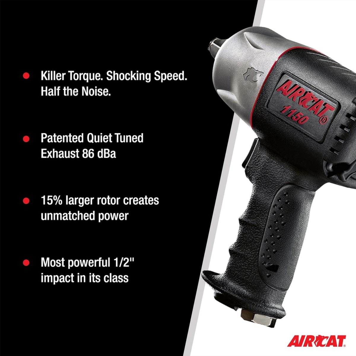 AIRCAT Pneumatic Tools 1150 1/2-Inch Composite Impact Wrench - Compact & Low Weight - Impact Tool for Automotive Repairs & Maintenance - AAA Industrial Supply