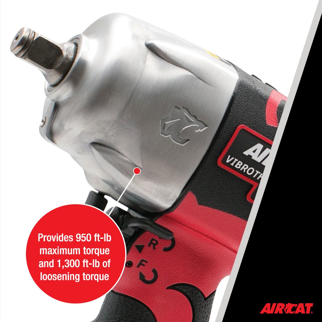 AIRCAT Pneumatic Tools 1178-VXL: 1/2-Inch Vibrotherm Drive Impact Wrench 1,300 ft-lbs of Torque - Standard Anvil - AAA Industrial Supply