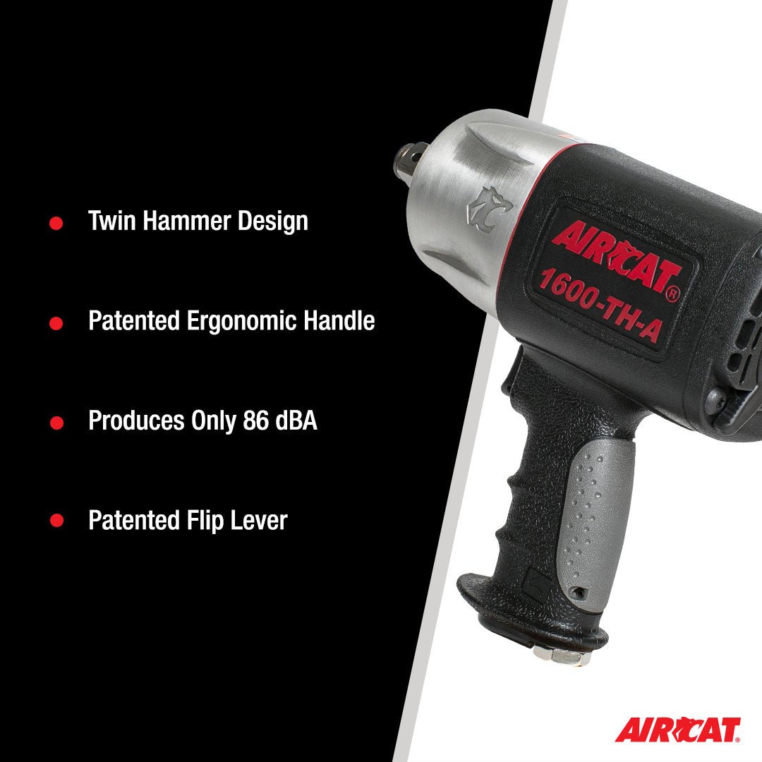 AIRCAT Pneumatic Tools 1600-TH-A: Composite Impact Wrench 1600 ft-lbs of Torque - 3/4-Inch - AAA Industrial Supply