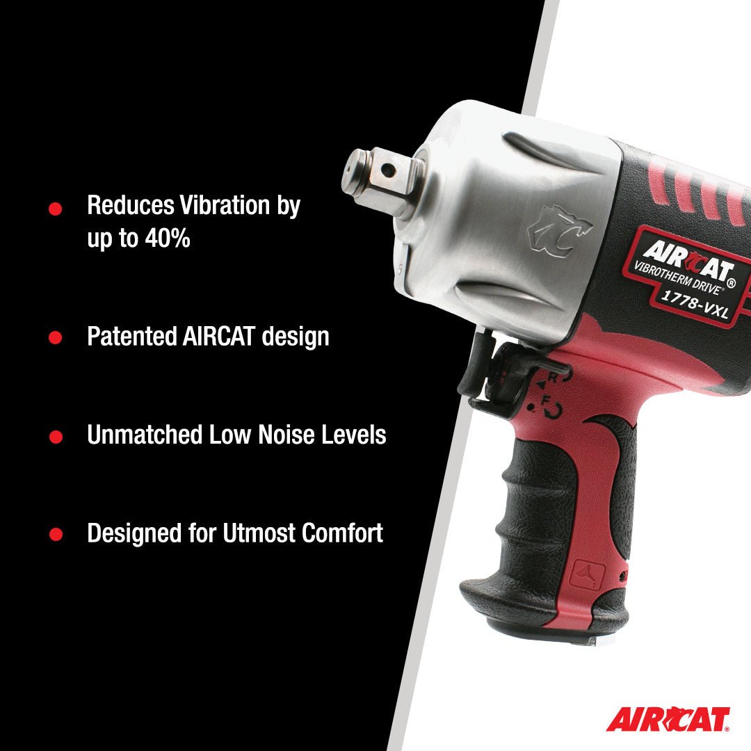 AIRCAT Pneumatic Tools 1778-VXL 3/4-Inch Vibrotherm Drive Composite Impact Wrench : Ergonomic Impact Wrench : Compact & Low Weight Pneumatic Power Tool - AAA Industrial Supply