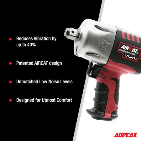 AIRCAT Pneumatic Tools 1778-VXL 3/4-Inch Vibrotherm Drive Composite Impact Wrench : Ergonomic Impact Wrench : Compact & Low Weight Pneumatic Power Tool - AAA Industrial Supply