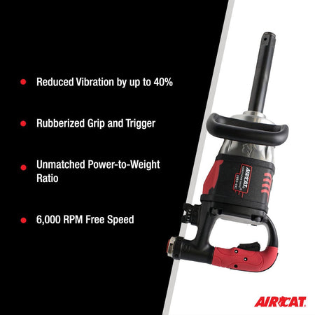 AIRCAT Pneumatic Tools 1993-VXL: 1-Inch Vibrotherm Drive Composite Straight Impact Wrench 2,300 ft-lbs - 7-Inch Extended Anvil - AAA Industrial Supply