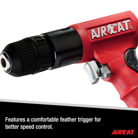 AIRCAT Pneumatic Tools 4338 .6 HP 3/8-Inch Composite Reversible Drill with Jacobs Chuck 1,800 RPM - AAA Industrial Supply