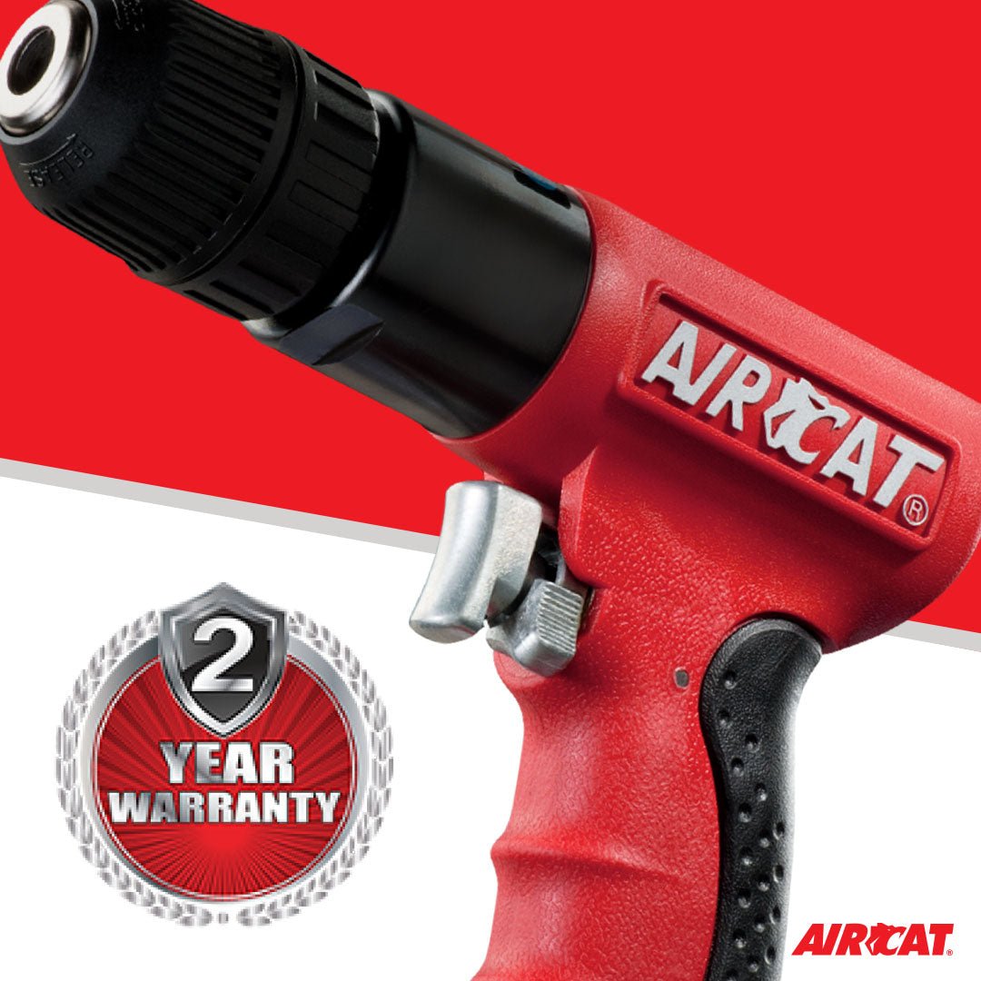 AIRCAT Pneumatic Tools 4338 .6 HP 3/8-Inch Composite Reversible Drill with Jacobs Chuck 1,800 RPM - AAA Industrial Supply