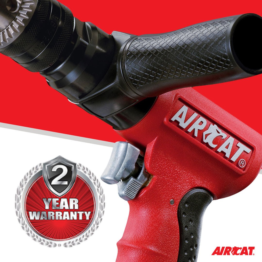 AIRCAT Pneumatic Tools 4450: 1/2-Inch Reversible Composite Drill Air Tool, Side Handle, 400 RPM, .60 HP Motor - AAA Industrial Supply