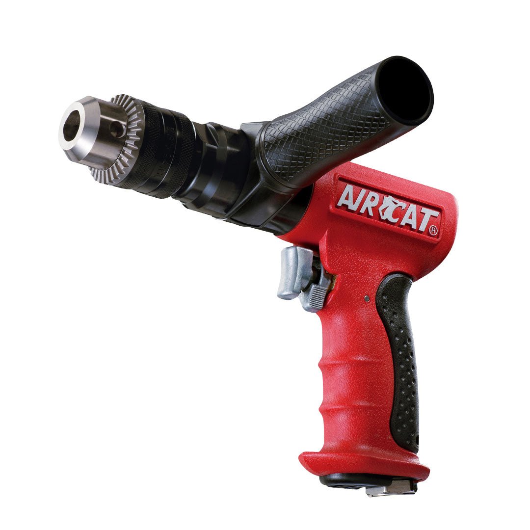 AIRCAT Pneumatic Tools 4450: 1/2-Inch Reversible Composite Drill Air Tool, Side Handle, 400 RPM, .60 HP Motor - AAA Industrial Supply