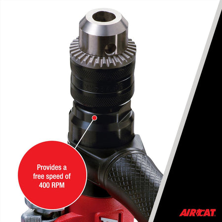 AIRCAT Pneumatic Tools 4450: 1/2-Inch Reversible Composite Drill Air Tool, Side Handle, 400 RPM, .60 HP Motor - AAA Industrial Supply