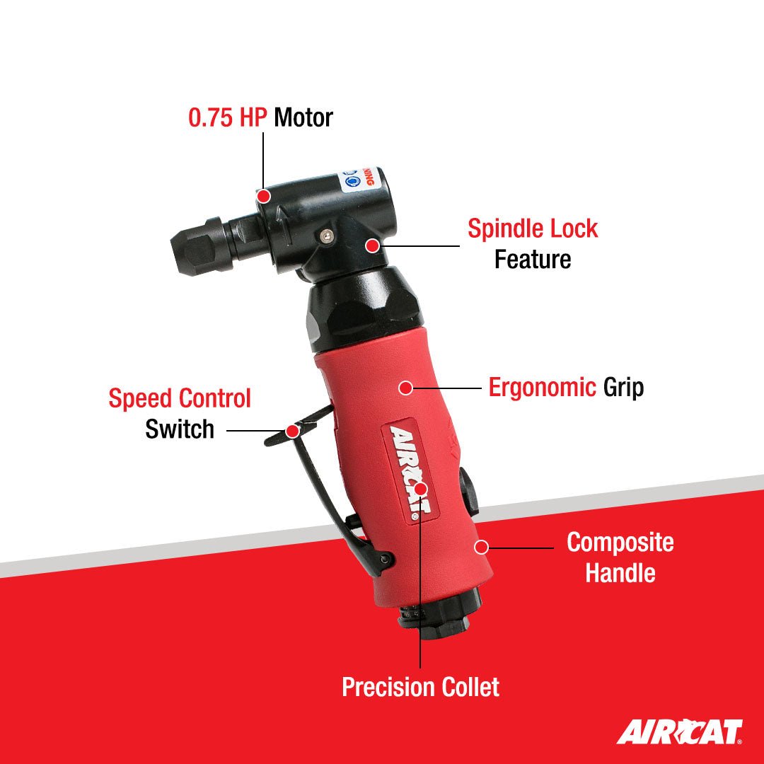AIRCAT Pneumatic Tools 6280 .75 HP Angle Die Grinder with Spindle Lock 18,000 RPM - AAA Industrial Supply