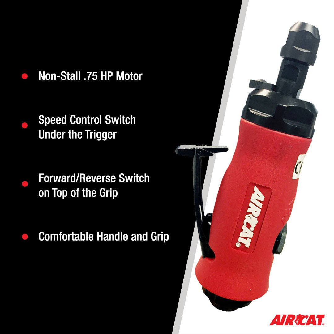 AIRCAT Pneumatic Tools 6290: .75 HP Reversible Straight Die Grinder 20,000 RPM - AAA Industrial Supply