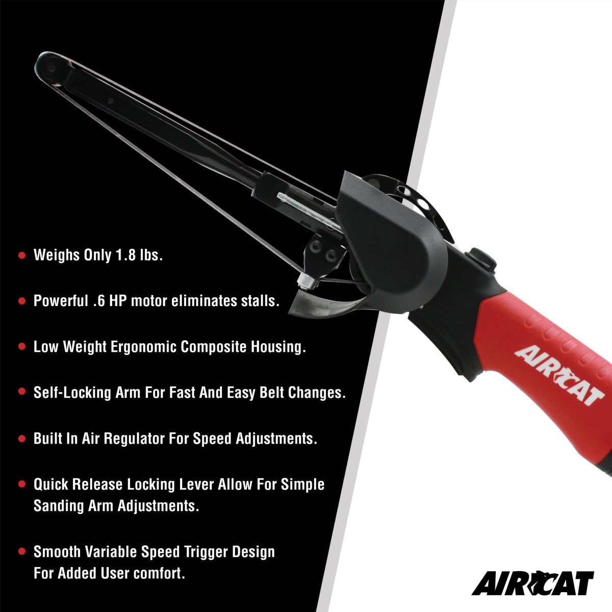 AIRCAT Pneumatic Tools 6325: .6 HP 1/2" x 18" Composite Belt Sander - AAA Industrial Supply