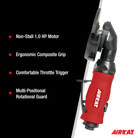 AIRCAT Pneumatic Tools 6340-A: 1.0 HP 4-1/2-Inch Angle Grinder with Spindle Lock 11,000 RPM - AAA Industrial Supply