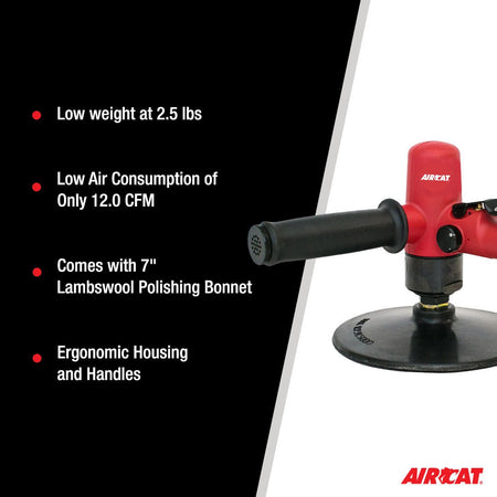 AIRCAT Pneumatic Tools 6370: .6 HP Composite Low Weight Vertical Polisher 3,500 RPM - AAA Industrial Supply