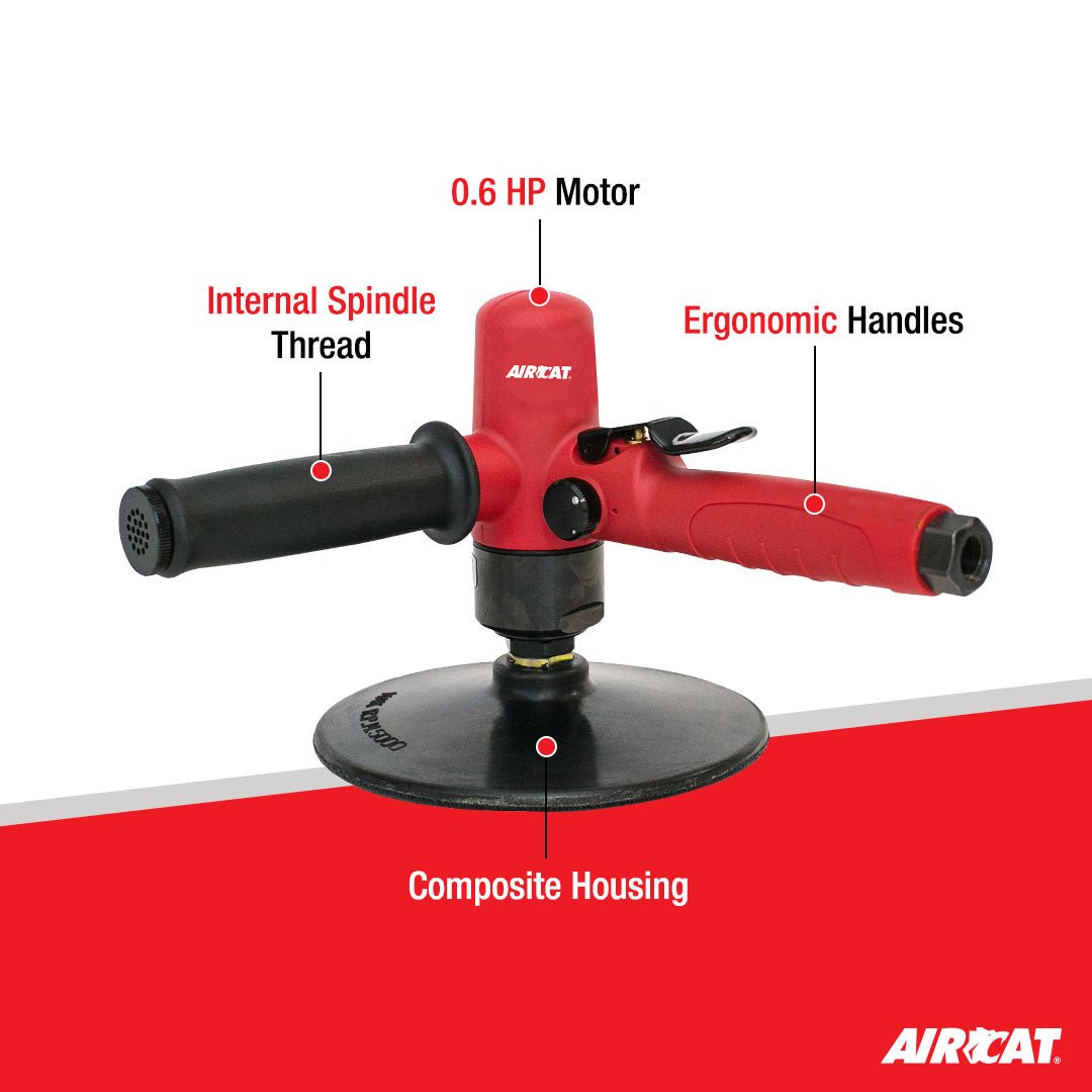 AIRCAT Pneumatic Tools 6370: .6 HP Composite Low Weight Vertical Polisher 3,500 RPM - AAA Industrial Supply