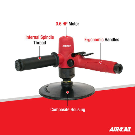 AIRCAT Pneumatic Tools 6370: .6 HP Composite Low Weight Vertical Polisher 3,500 RPM - AAA Industrial Supply