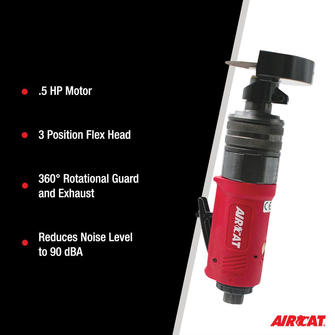 AIRCAT Pneumatic Tools 6530: .5 HP 3-Inch Flex Head Cut-Off Tool 18,000 RPM Free Speed - AAA Industrial Supply