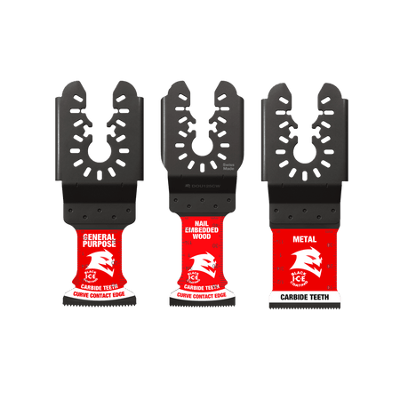 AMPED™ Demo Demon™ & AMPED™ Steel Demon™ Universal Fit Carbide Oscillating Blade Set (3 - pc) - AAA Industrial Supply