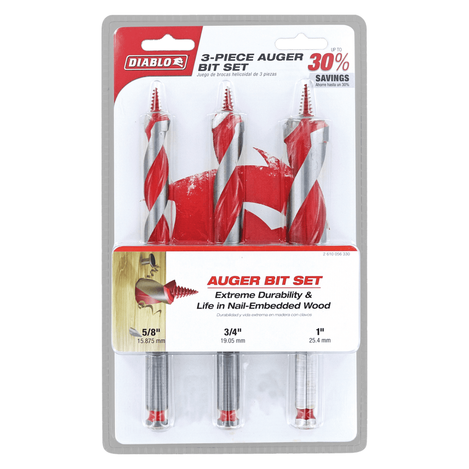 Auger Bit Set for Wood & Nail - Embedded Wood (3 - pc) - AAA Industrial Supply
