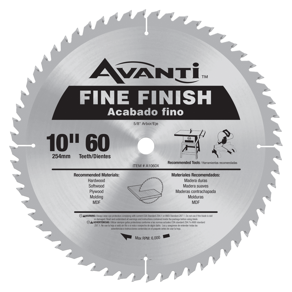 Avanti 10" X 60t Fine Finish - AAA Industrial Supply