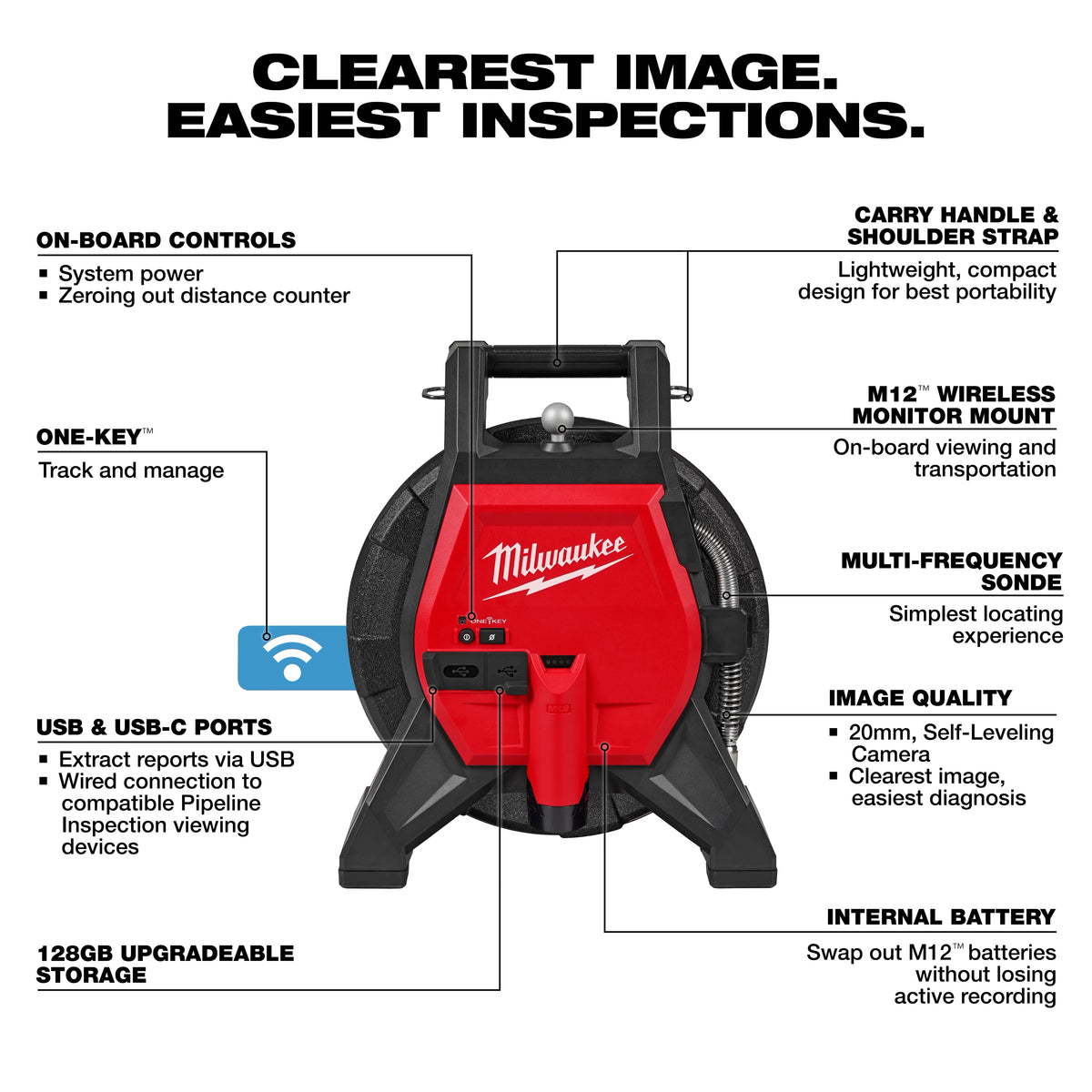 Milwaukee M12™ 85’ High Flex Compact Inspection Camera Kit