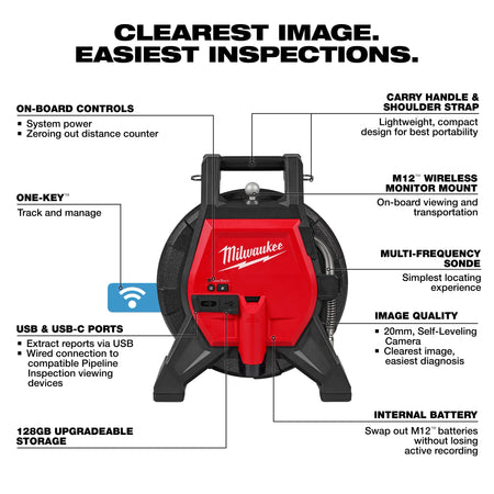 Milwaukee M12™ 85’ High Flex Compact Inspection Camera Kit
