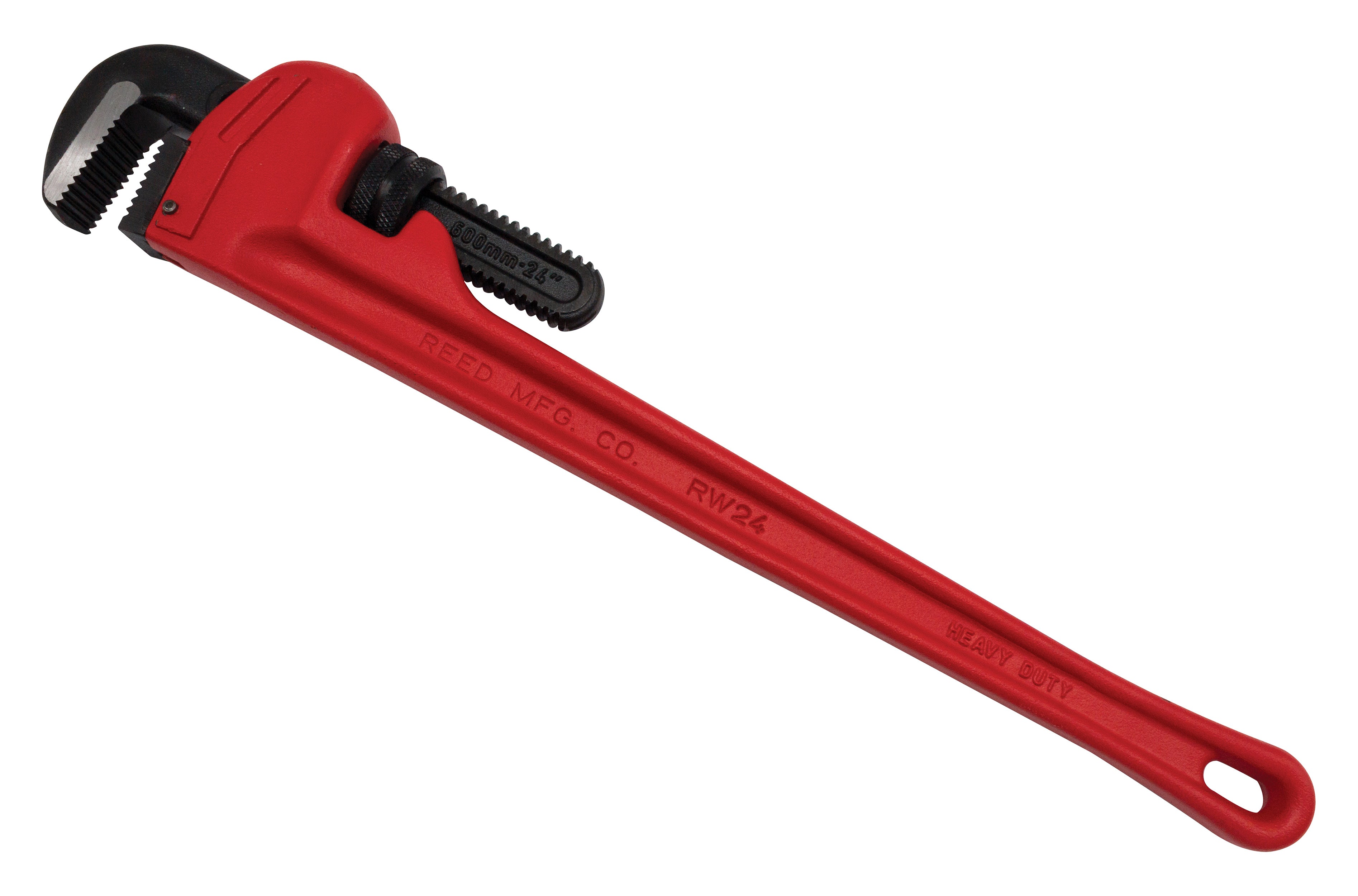 Heavy-Duty Straight Pipe Wrench, 24 in OAL, 1/4 to 3 in Jaw, Hook Jaw