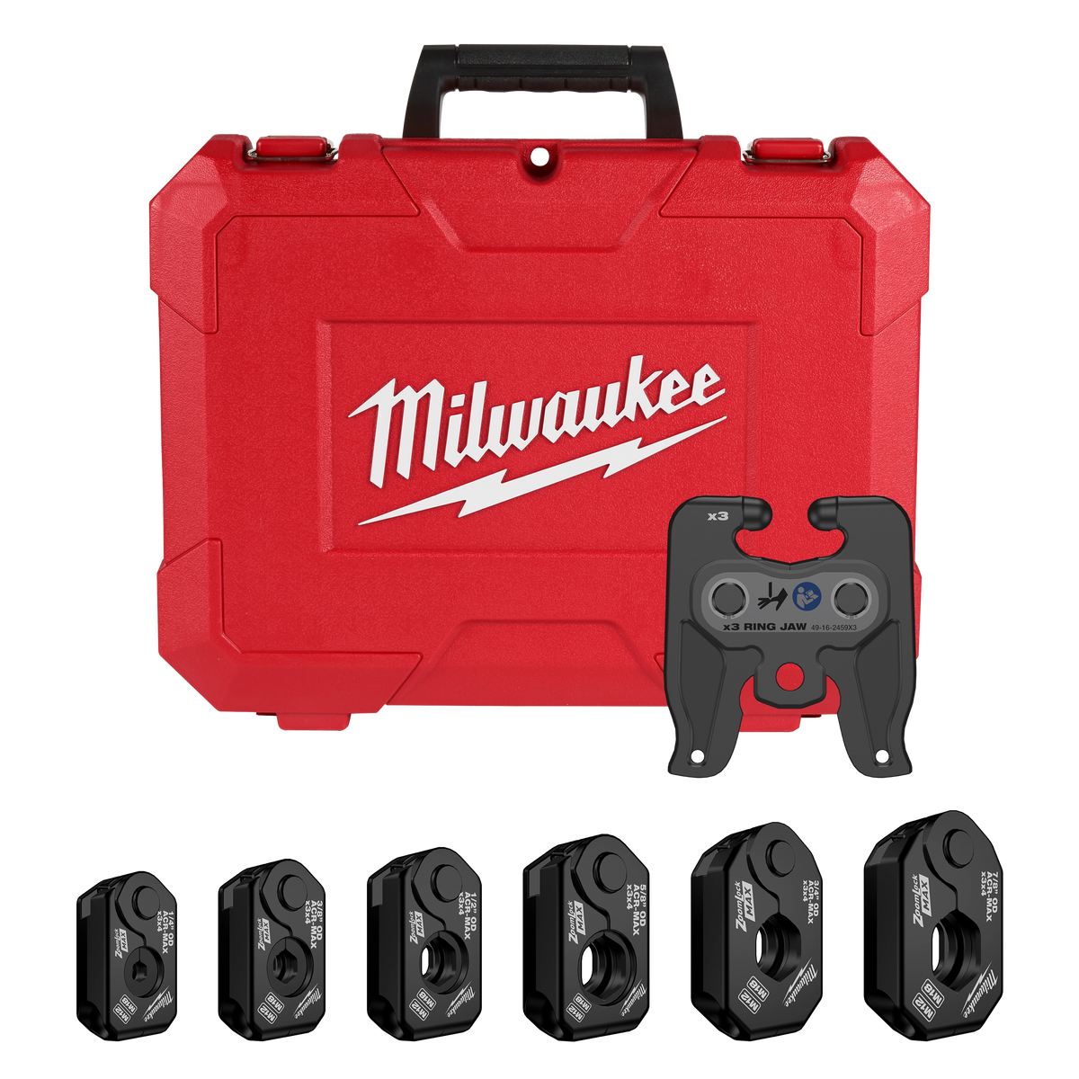 Milwaukee ¼” – 7/8” ZoomLock MAX® & >B< MaxiPro® Pivoting Press Ring Kit for M12™ FORCE LOGIC™ Press Tool