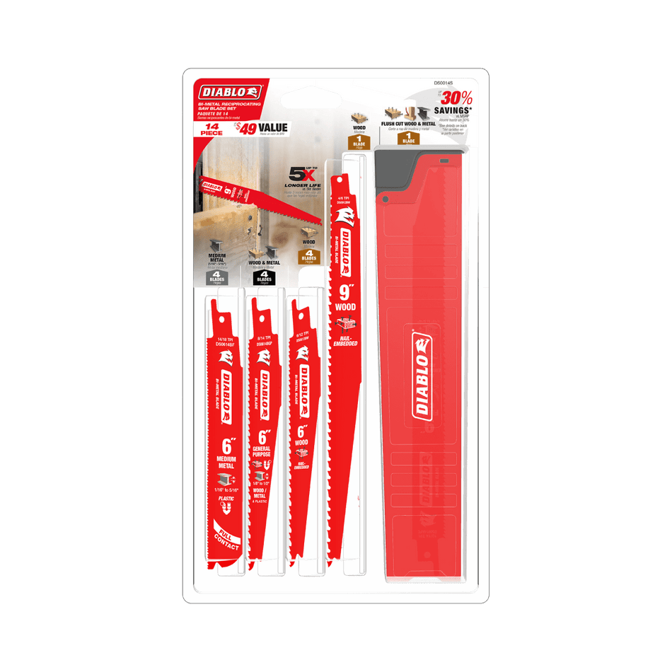 Bi - Metal Reciprocating Saw Blade Set (14 - pc) - AAA Industrial Supply