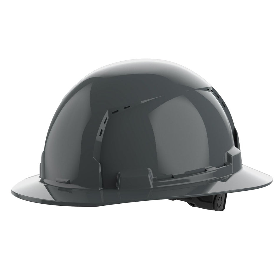 BOLT™ Gray Full Brim Vented Hard Hat w/6pt Ratcheting Suspension (USA) - Type 1, Class C - AAA Industrial Supply