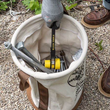 Canvas Bucket with Leather Bottom, 12 - Inch - AAA Industrial Supply