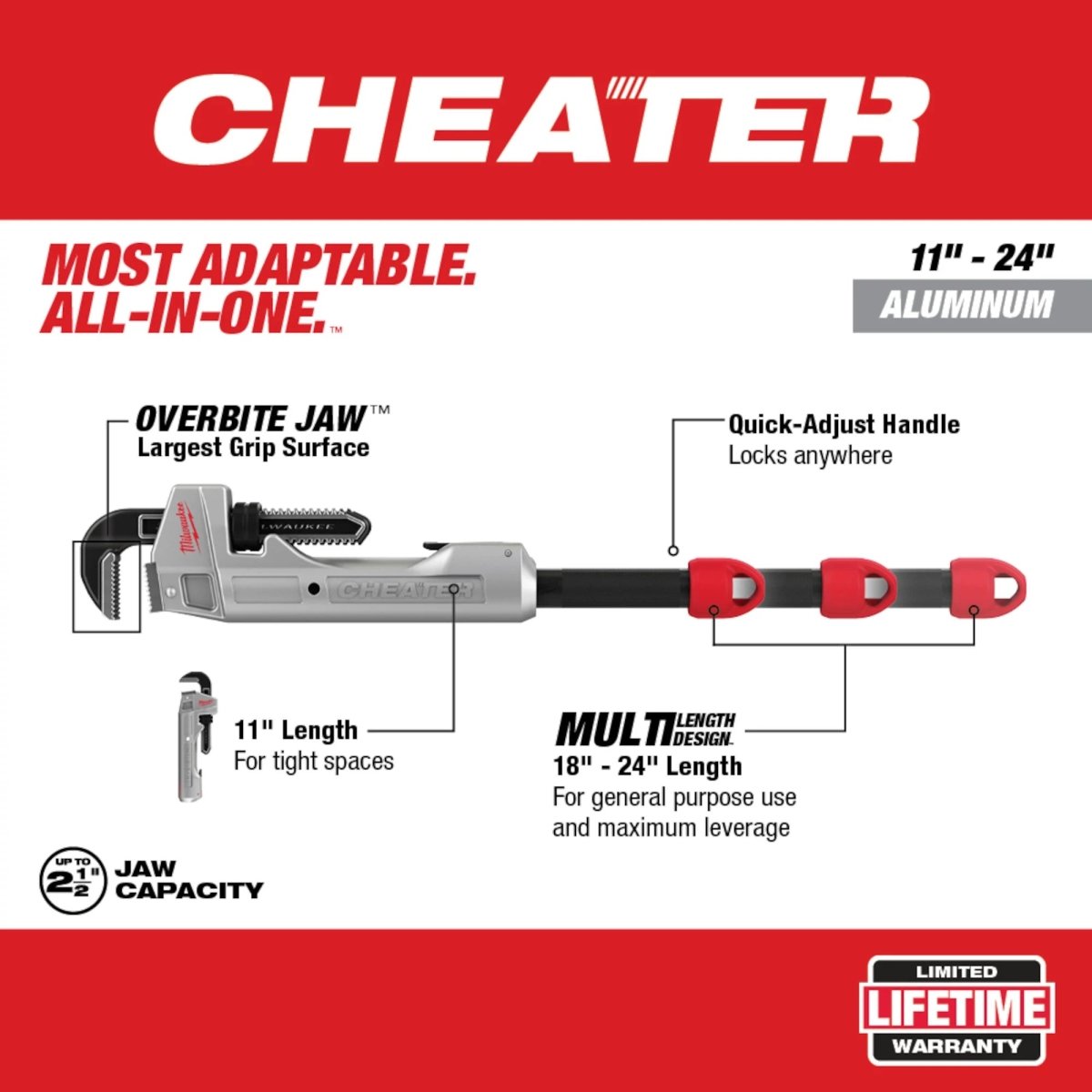 CHEATER™ Aluminum Adaptable Pipe Wrench - AAA Industrial Supply