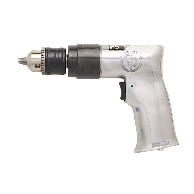 Chicago Pneumatic CP785 - Air Power Drill, 3/8 Inch (10 mm), Keyed Chuck, Aluminum Housing, Pistol Handle, 0.5 HP / 370 W, Stall Torque 3.1 ft. lbf / 4.2 NM, 2400 RPM, Power Tools & Home Improvement - AAA Industrial Supply