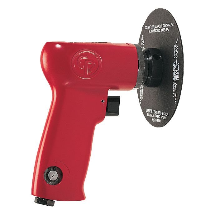 Chicago Pneumatic CP9778 - Air Sander Tool, Home Improvement, Woodworking Tools, Polisher, Rust Removal, Right Angle Sanding Tool, Pistol Handle, Hook & Loop, 5 Inch (125 mm), 0.5 HP/370W - 14000 RPM - AAA Industrial Supply