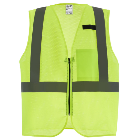 Class 2 High Visibility Yellow Mesh One Pocket Safety Vest - 4X/5X - AAA Industrial Supply