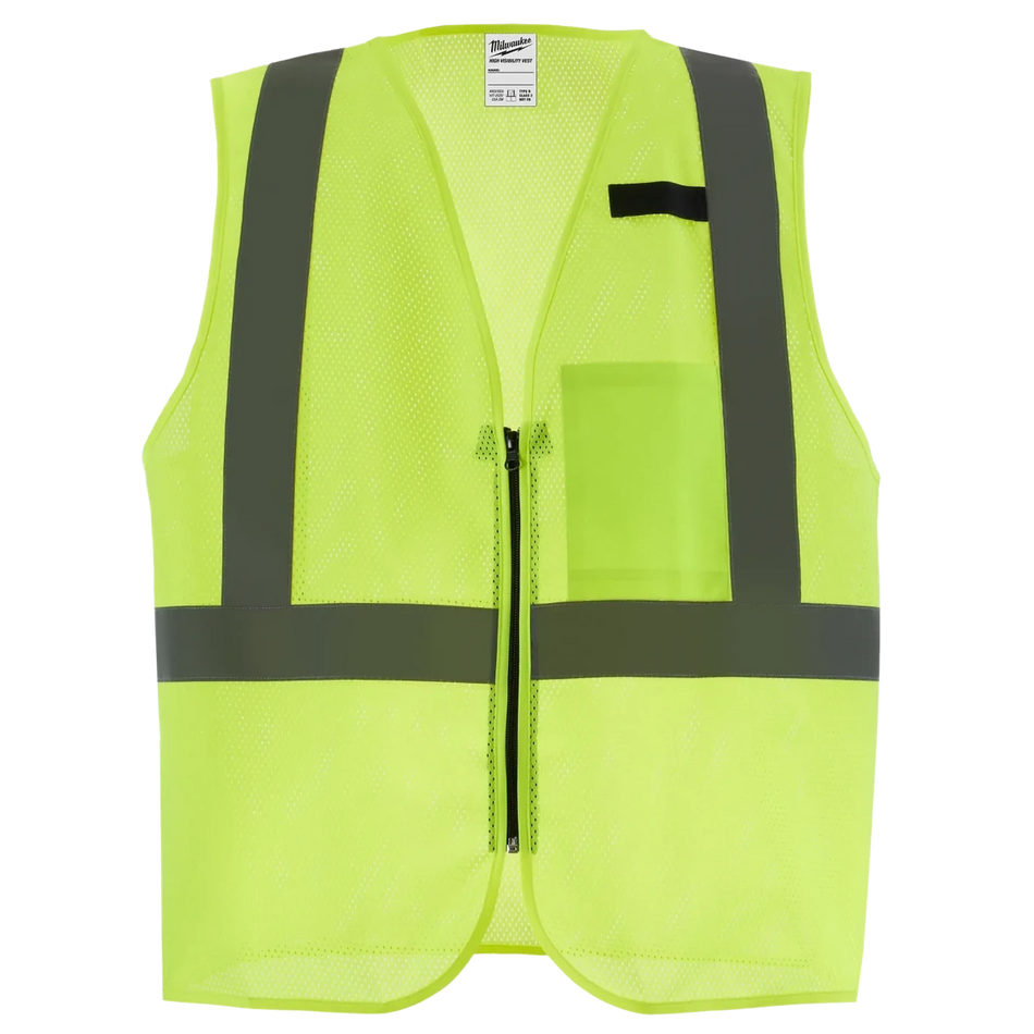 Class 2 High Visibility Yellow Mesh One Pocket Safety Vest - 4X/5X - AAA Industrial Supply