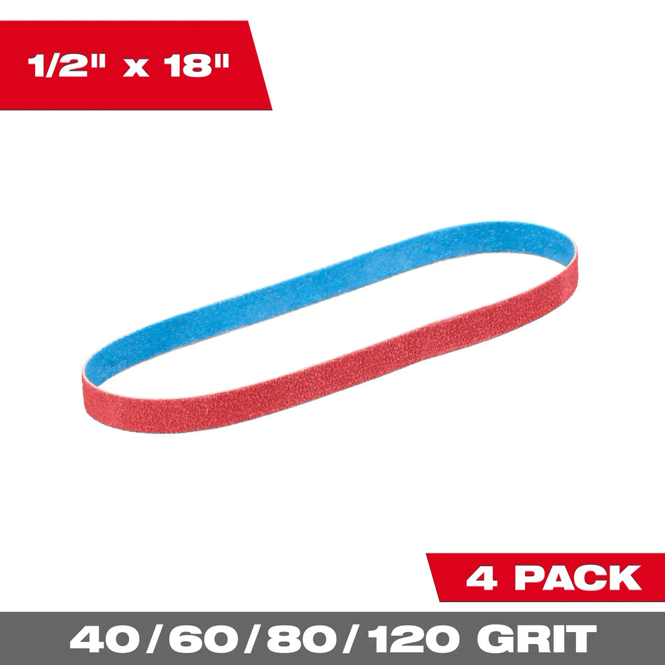 1/2” x 18” 40/60/80/120 Grit Bandfile Belts – 4 pack variety