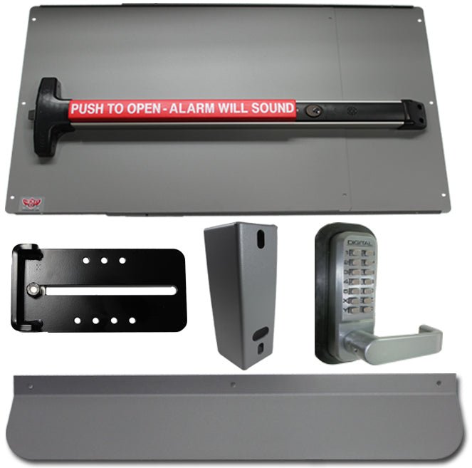 Detex PS - 63 Alarm Security Kit Panic Bar and Panic Shield With Detex V - 40 Panic Bar - AAA Industrial Supply