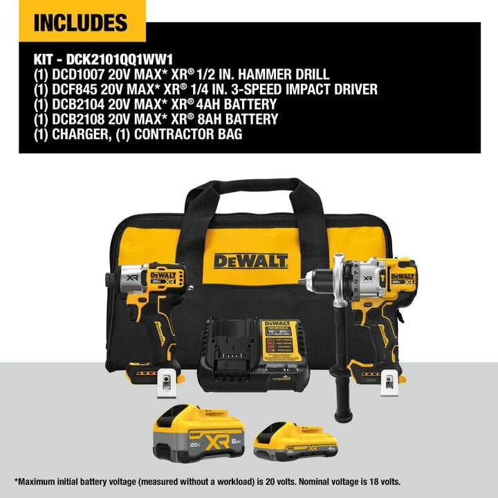 DEWALT 20V MAX XR 2-Tool Combo Kit with POWERPACK