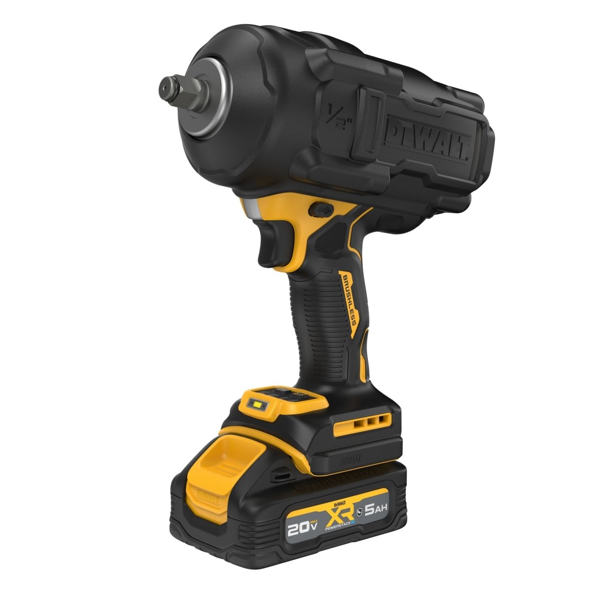 Dewalt 20V Max* Xr Brushless Cordless 1/2 In. High Torque Impact Wrench With Hog Ring Anvil Kit With Xr Powerstack - AAA Industrial Supply
