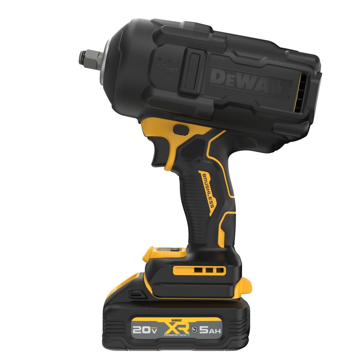 Dewalt 20V Max* Xr Brushless Cordless 1/2 In. High Torque Impact Wrench With Hog Ring Anvil Kit With Xr Powerstack - AAA Industrial Supply