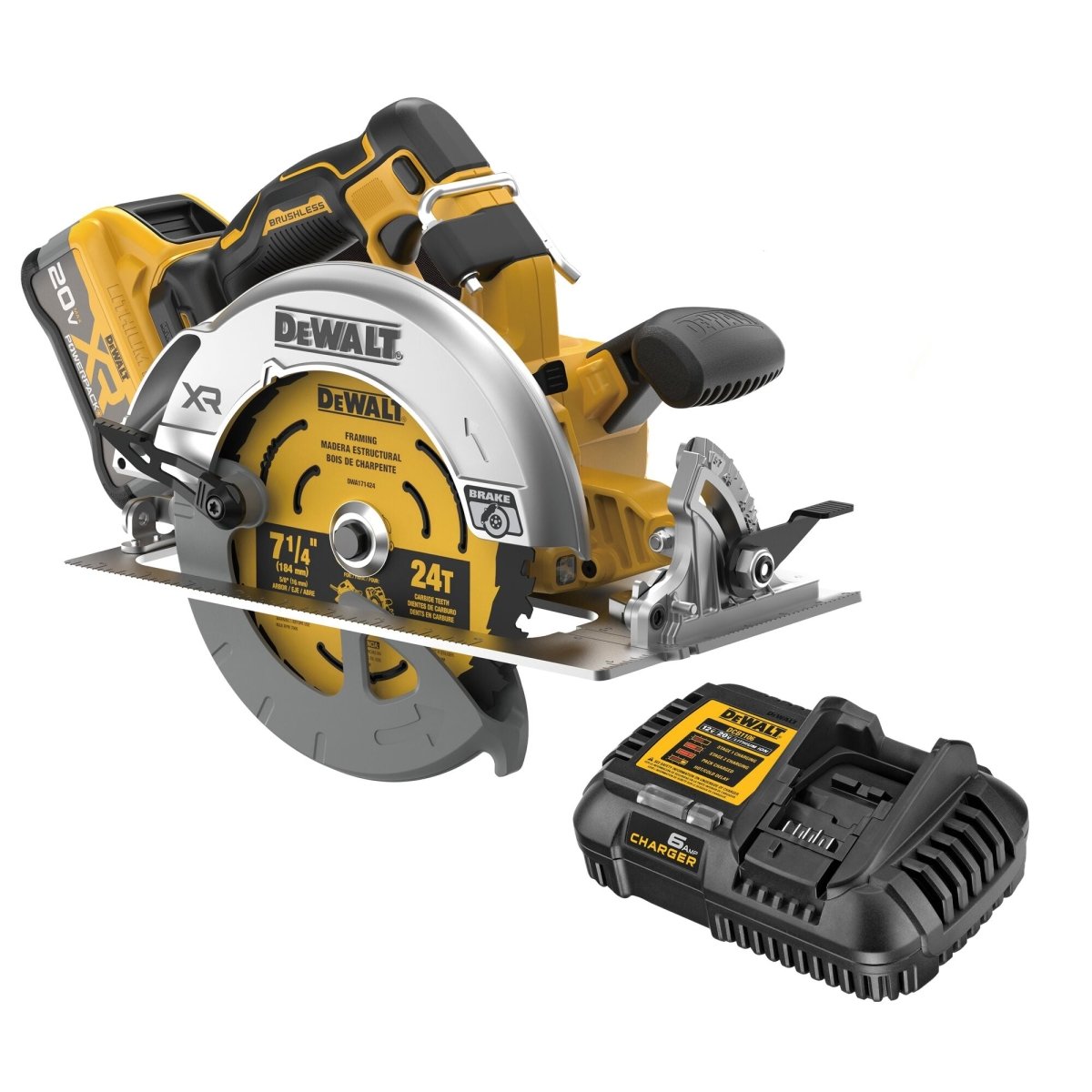 Dewalt 20V Max* Xr Brushless Cordless 7 - 1/4 In. Circular Saw Kit With Xr Powerpack™ - AAA Industrial Supply