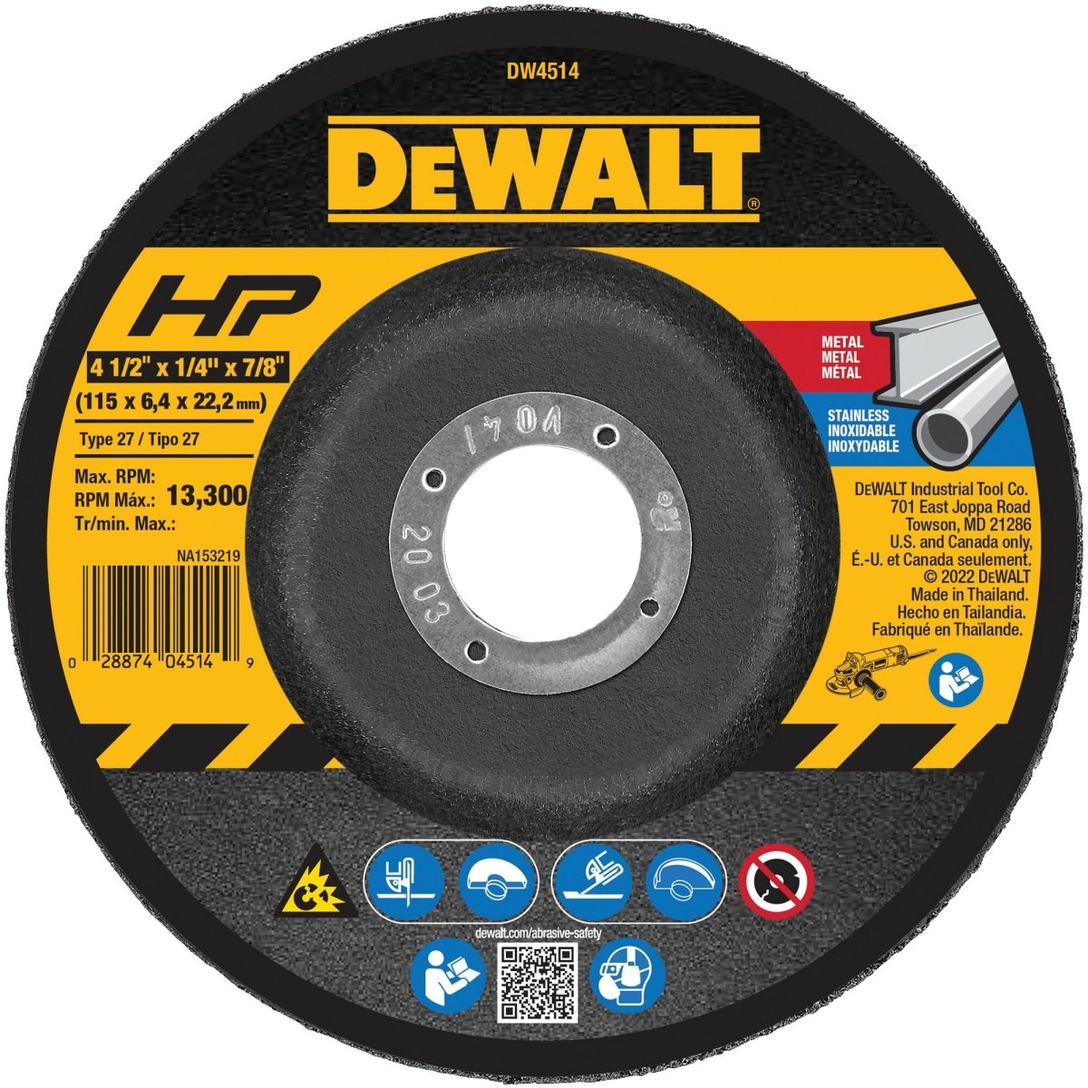 Dewalt 4 - 1/2X1/4 Metal Gp (Blk) Dw4514 - AAA Industrial Supply