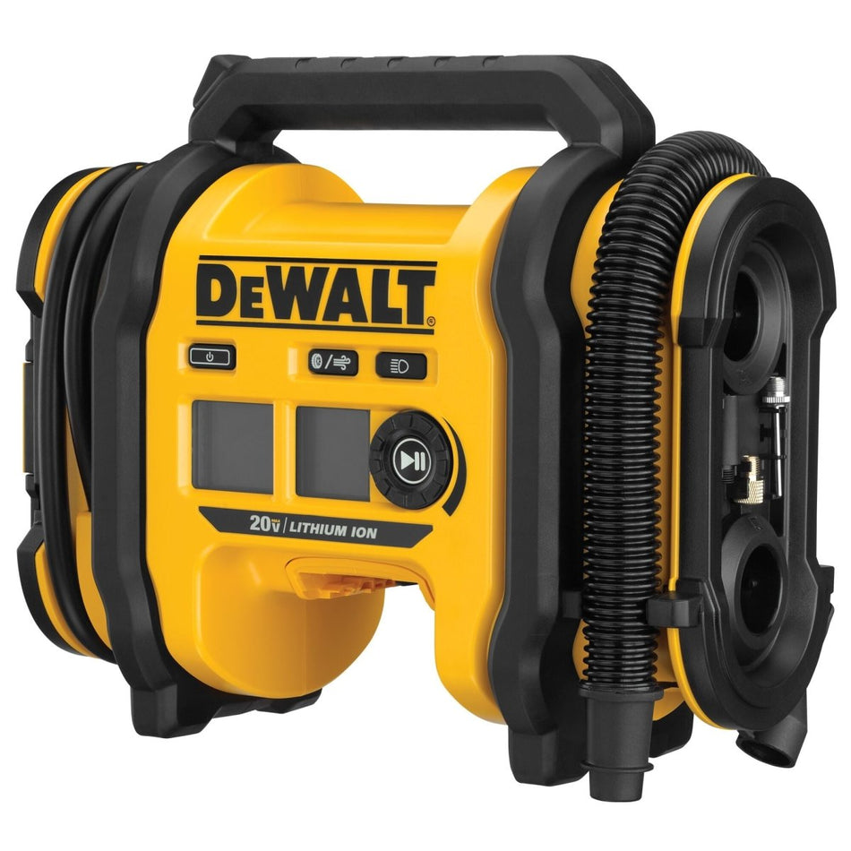 Dewalt Tire Inflator Portable Air Compressor 20V Max, Air Pump With Automatic Shut Off, Led Light, Tool Only (Dcc020Ib) - AAA Industrial Supply