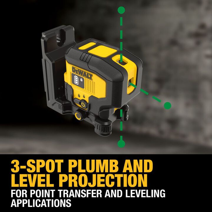 DEWALT USB Rechargeable Green 3 Spot Laser