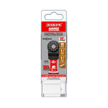Diablo 1 - 1/4" AMPED™ Demo Demon™ Starlock Carbide Teeth Oscillating Blades for Nail - Embedded Wood (10 - pk) - AAA Industrial Supply